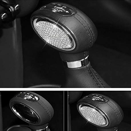 NIUHURU Car Interior Bling Accessories Gear Shifter Rod Decoration Stickers Rhinestone Decals Sticker fit for Mini F54 F55 F56 F60 Cooper Clubman Countryman 2015-2019 (Silver, Cooper 2015-2017)