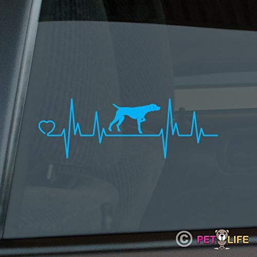Mister Petlife German Shorthaired Pointer Heartbeat Lifeline Sticker Vinyl Auto Window Love Dog GSP dk Light Blue Custom 8.00" x 2.67"