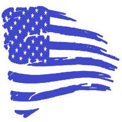 Cartat2s Distressed American Flag Old Glory Grunge Look Patriotic Car Truck Vinyl Decal Blue Purple Silver Pink Choose Size (5x3.25, Blue)