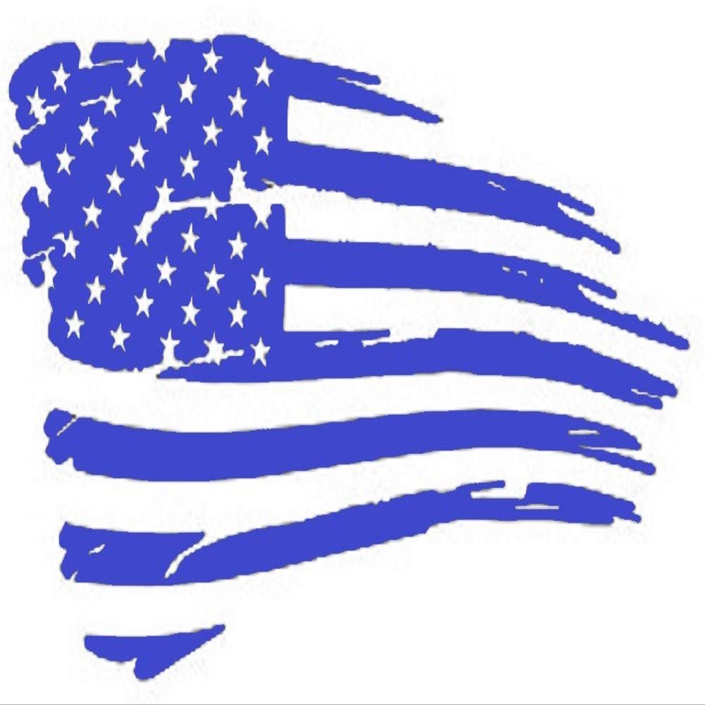 Cartat2s Distressed American Flag Old Glory Grunge Look Patriotic Car Truck Vinyl Decal Blue Purple Silver Pink Choose Size (5x3.25, Blue)