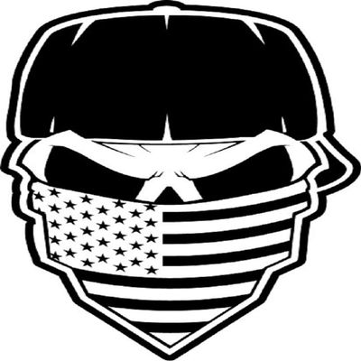 Cartat2s Bandanna American Flag Skull Vinyl Decal America Patriotic USA Car Truck Window Sticker Pick Size and Color (11x7.5, Blue)