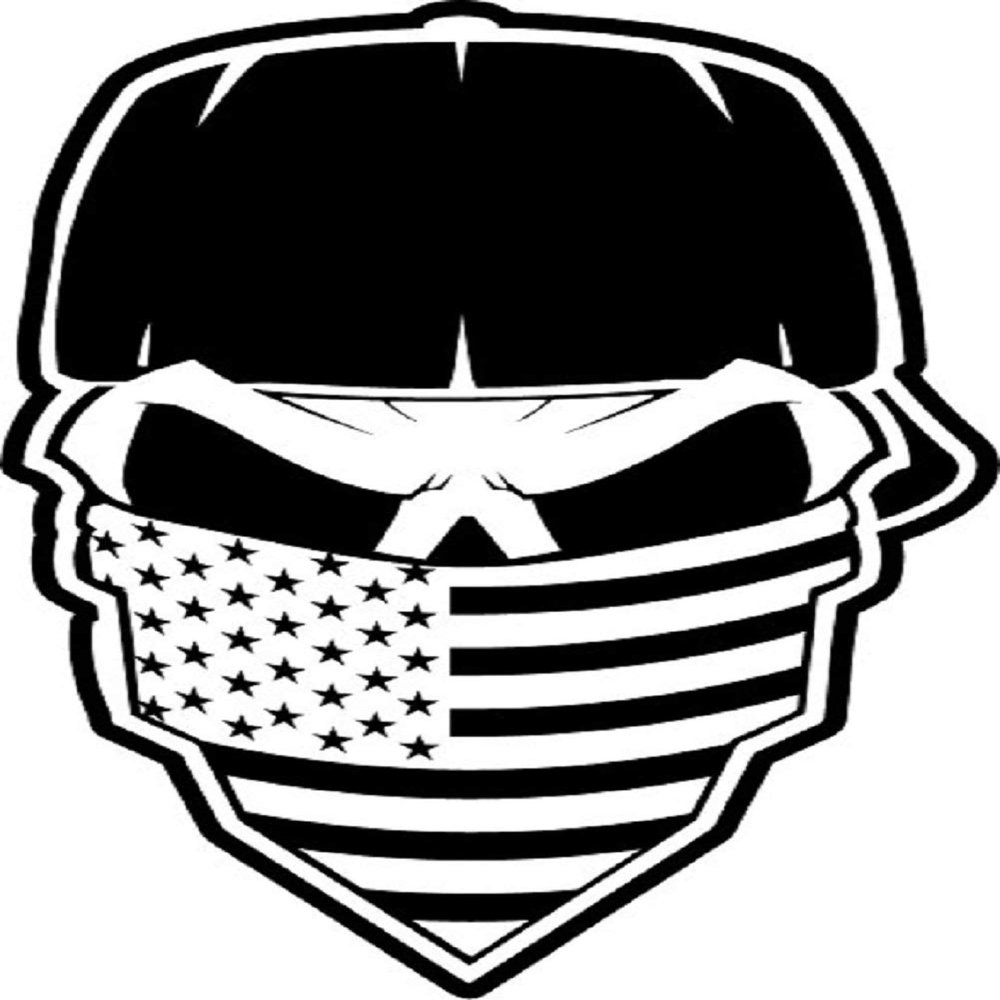 Cartat2s Bandanna American Flag Skull Vinyl Decal America Patriotic USA Car Truck Window Sticker Pick Size and Color (11x7.5, Blue)