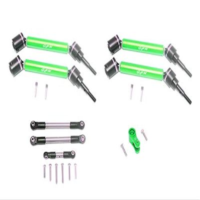 GPM For Traxxas 1/10 Maxx 4WD Monster Truck Upgrade Parts Stainless Steel Tie Rod + 25T Servo Horn & Steel+Aluminum Front + Rear Adjustable Cvd Drive Shaft - 20Pc Set Green