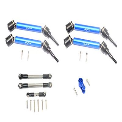 GPM For Traxxas 1/10 Maxx 4WD Monster Truck Upgrade Parts Stainless Steel Tie Rod + 25T Servo Horn & Steel+Aluminum Front + Rear Adjustable Cvd Drive Shaft - 20Pc Set Blue