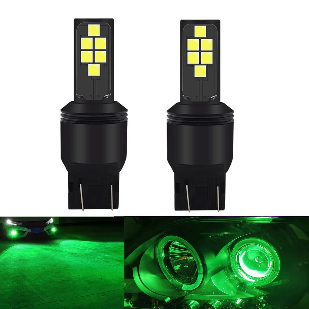 SOCAL-LED LIGHTING 7440 7443 Green LED Turn Signal Bulb Advanced 3030 SMD Bright Colorful DRL Brake Lamp Parking Tail Light, Pack of 2