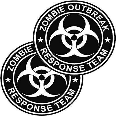 2 Pack 4" Zombie Outbreak Response Team Sticker Black/White