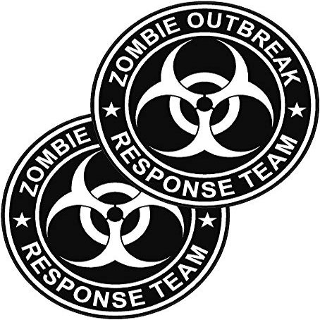 2 Pack 4" Zombie Outbreak Response Team Sticker Black/White
