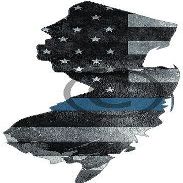 3" New Jersey NJ Tattered Subdued American Flag Thin Blue Line State Shape Law Enforcement Sticker