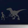 Little Boy Walking Pet Raptor 8 inch Dark Gray Indoor Outdoor Vinyl Decal view 2
