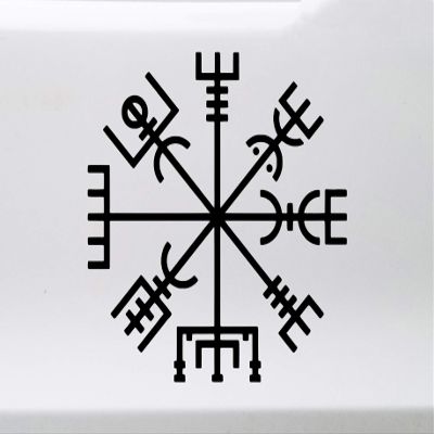 Minglewood Trading Black - Viking Compass Vinyl Decal V2 - Norse Vegvisir Magic Rune Pagan - Die Cut Sticker - 12w x 12h inches