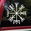 Minglewood Trading Black - Viking Compass Vinyl Decal V2 - Norse Vegvisir Magic Rune Pagan - Die Cut Sticker - 12w x 12h inches view 2