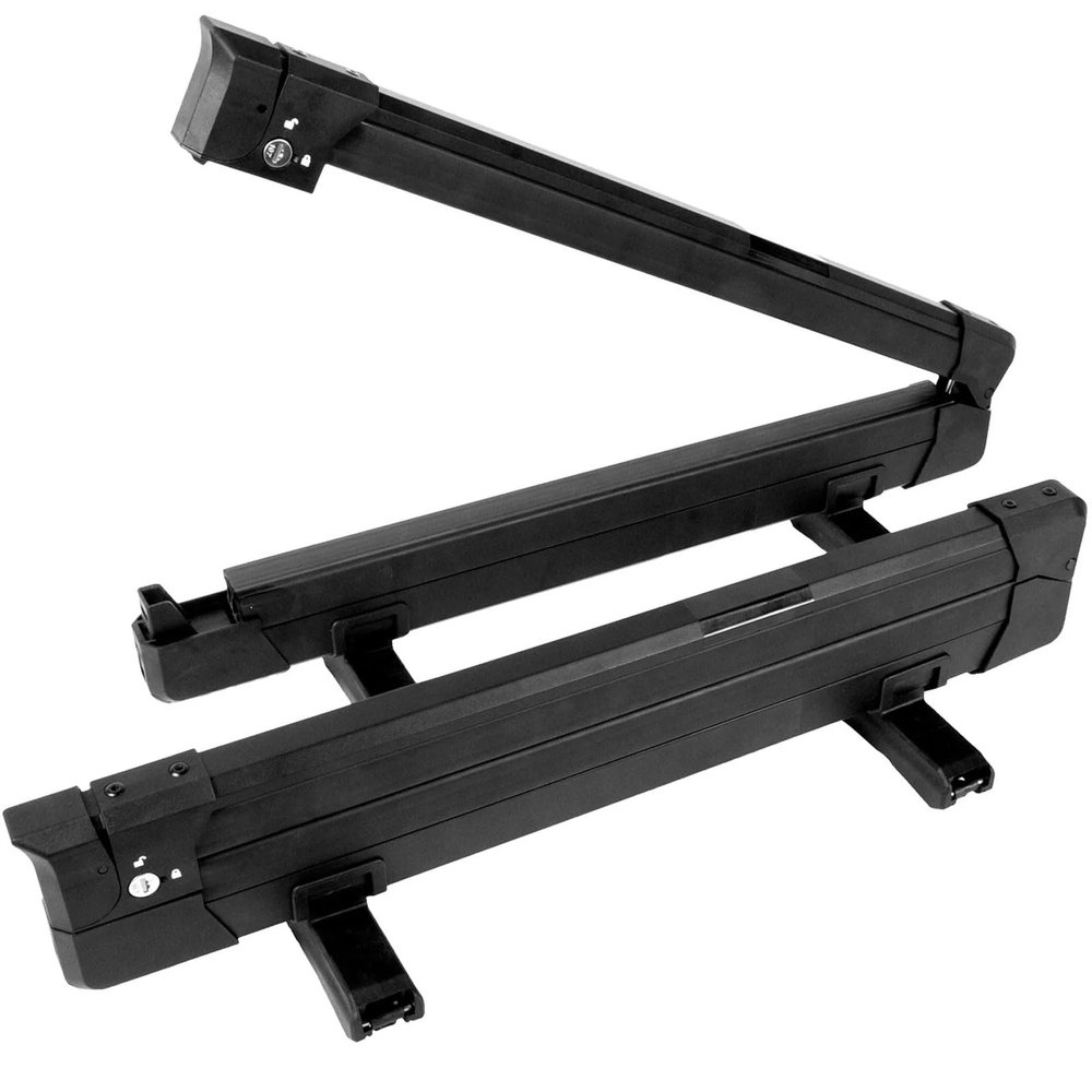 KUAT Switch Sturdy Universal Car Rooftop Crossbars Mounted Winter Sports Gear Clamshell Flip Down Quick Release Ski and Snowboarding Rack with Integrated Locks, Black, Switch 4-4 Skis