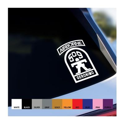 509th Airborne Geronimo Vinyl Decal (White, 6 inches Tall)