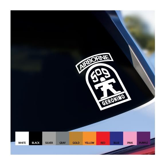 509th Airborne Geronimo Vinyl Decal (White, 6 inches Tall)