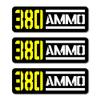 380 Ammo Bullet Black Yellow Vinyl Decal Sticker Label 3"x1" 3-Pack view 1