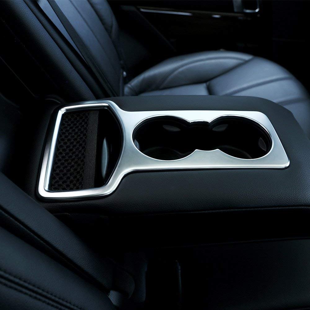 ABS Plastic Rear Row Cup Holder Cover Frame Trim Matte Silver for Land Rover Range Rover Sport 2014 2015 2016 2017