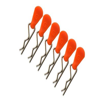 Body Clips + Silicone Mount For 1/5 To 1/8 RC Cars - 6Pc Set Orange