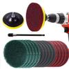 Carkio 17 Pieces 5 Inch Drill Power Scrub Pads Kit, Includes Pad Holder, Scrubbing Pads (Red, Green, Gray) with Extend Long Attachment, Car Polishing Pad Set view 1