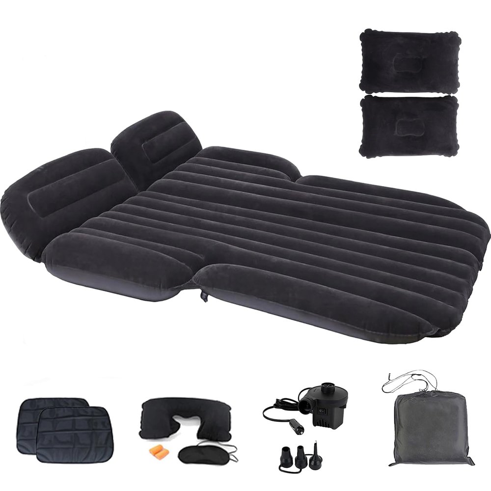 Onirii Inflatable SUV Air Mattress,Thickened Flocking Inflatable Car Camping Travel Air Mattress with 2 Pillows & Air Pump,Portable Car Sleeping Bed for SUV|MPV|Minivan