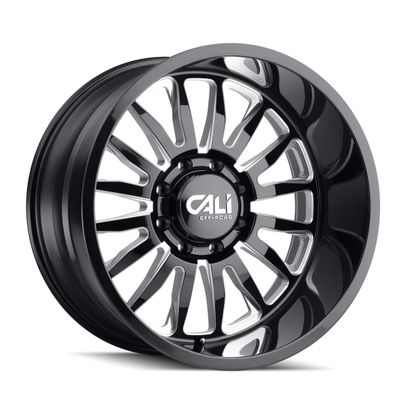 Cali Off-Road SUMMIT (9110) Black Wheel with Gloss Milled Spokes (22 x 10. inches /8 x 180 mm, 0 mm Offset)