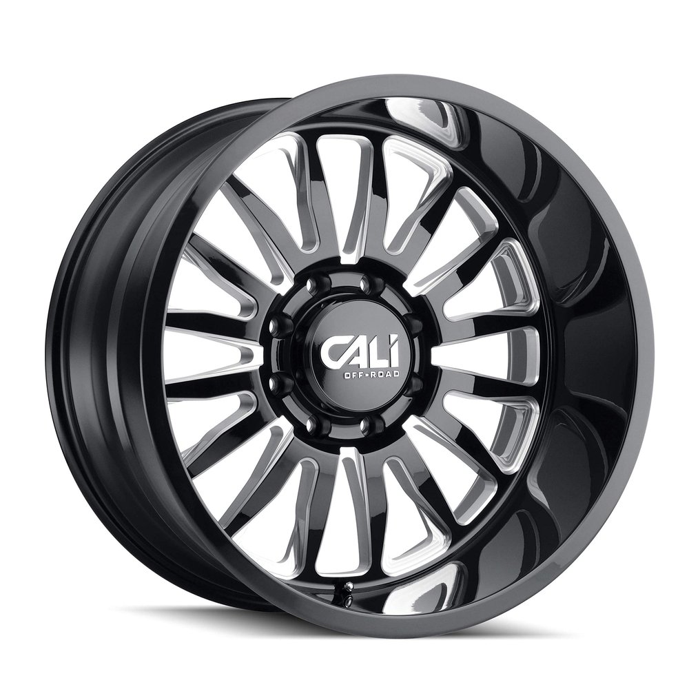 Cali Off-Road SUMMIT (9110) Black Wheel with Gloss Milled Spokes (22 x 10. inches /8 x 180 mm, 0 mm Offset)
