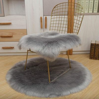 LOVEHOME Square Sheepskin Chair Cushion,Fluffy Wool Car Interior Seat Cover,Soft Seat Cushion Warm Fit for Auto Square Table-Gray 40x40cm(16x16inch)