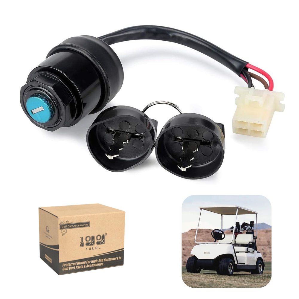10L0L Golf Cart Ignition Key Switch W/2 Keys (OEM JN3-82510-00-00) for Yamaha G14, G14 Gas and Electric Golf Cart Key Switch with Wiring Harness(4 Pin)