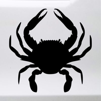 Minglewood Trading Black - Crab Vinyl Sticker - Crustacean Claws Beach Sea Creature Ocean King -V1- Die Cut Decal - 12.5w x 10h inches