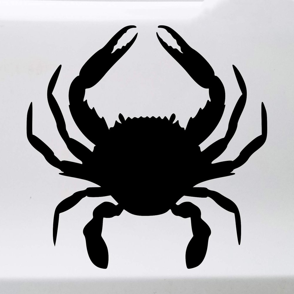 Minglewood Trading Black - Crab Vinyl Sticker - Crustacean Claws Beach Sea Creature Ocean King -V1- Die Cut Decal - 12.5w x 10h inches