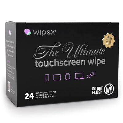 Wipex Car Screen Wipes for Electronics - 24 Individual Car Screen Cleaner Wipes - Plant-Based Touchscreen Cleaner Cloth for Dashboard Panels, Mobile Phone, Interior Car Cleaning Supplies (5.9"x4.92")