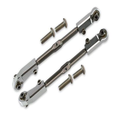 Aluminum + Stainless Steel Adjustable Front Steering Tie Rod for Arrma 1:8 KRATON/Talion/Notorious/Outcast/KRATON V5 / Notorious V5 / 1:7 FIRETEAM - 2Pc Set Silver