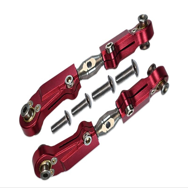 GPM Limitless/Infraction/Typhon Upgrade Parts Aluminum + Stainless Steel Adjustable Front Steering Tie Rod - 2Pc Set Red