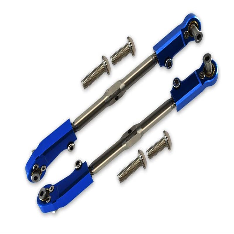 Aluminum + Stainless Steel Adjustable Front Steering Tie Rod for Arrma 1:8 KRATON/Talion/Notorious/Outcast/KRATON V5 / Notorious V5 / 1:7 FIRETEAM - 2Pc Set Blue