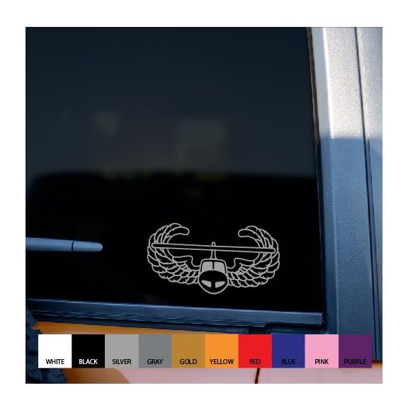 Air Assault Badge Vinyl Decal (Gray (Silver), 6 inches Wide)