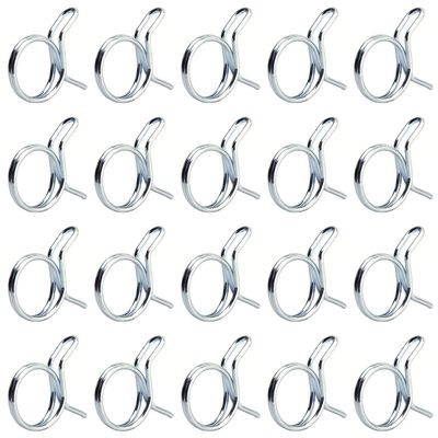 MroMax Double Wire Spring Hose Clamp-18mm Inner Dia Fuel Line Silicone Tube Spring Clips Low Pressure Air Clip Zinc Plated Silver Tone for Motorcycle Scooter ATV 20Pcs