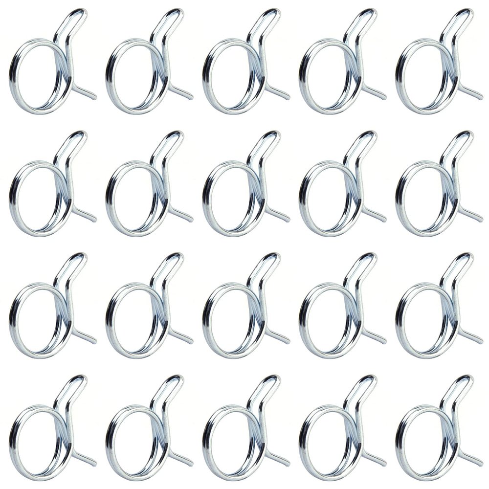 MroMax Double Wire Spring Hose Clamp-18mm Inner Dia Fuel Line Silicone Tube Spring Clips Low Pressure Air Clip Zinc Plated Silver Tone for Motorcycle Scooter ATV 20Pcs