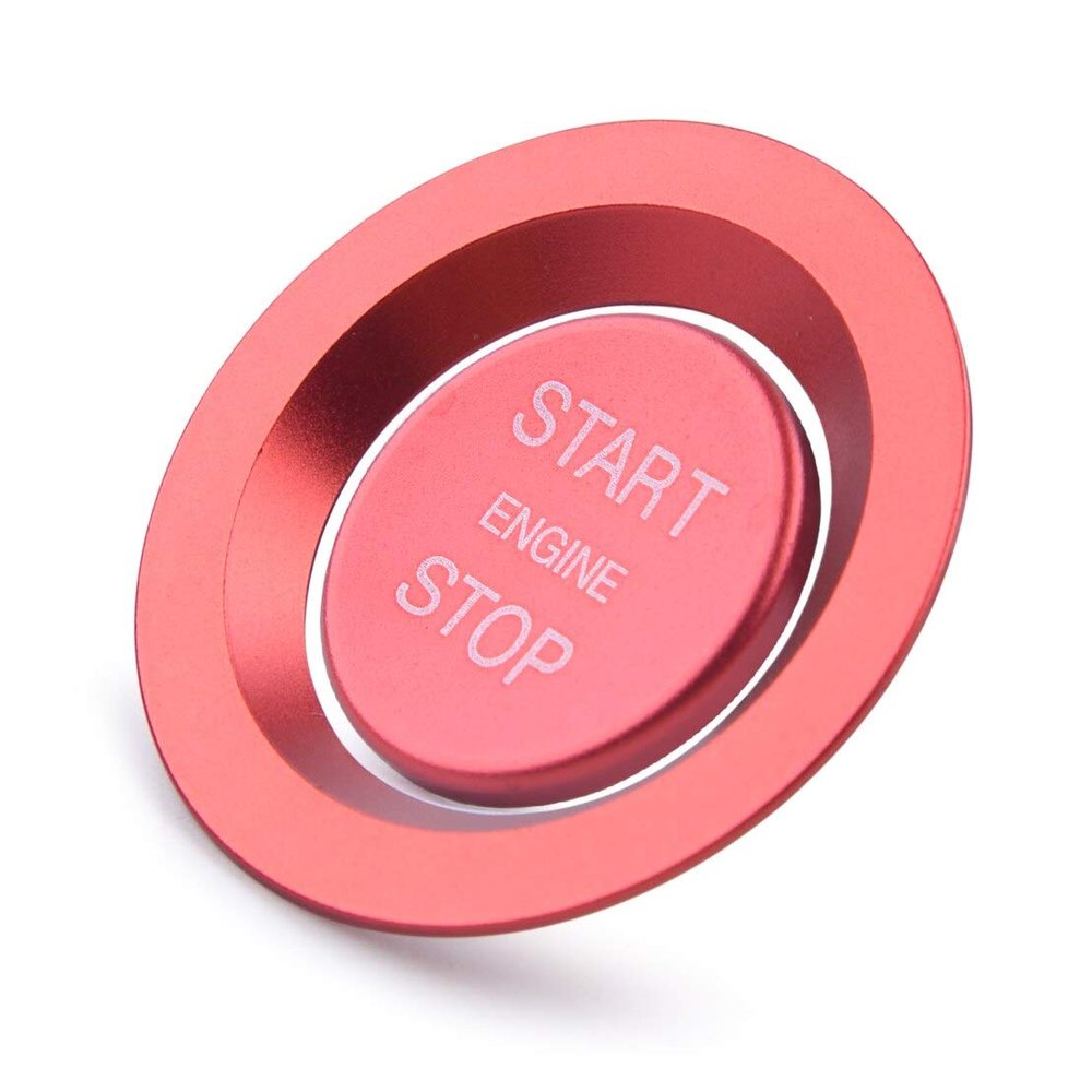 Mathenia Car Parts, 2PCS/Set Car Engine Start Stop Push Button Cover Ring Trim Ignition Switch Sticker for Land Rover Discovery Sport 2018 - (Color Name: red)