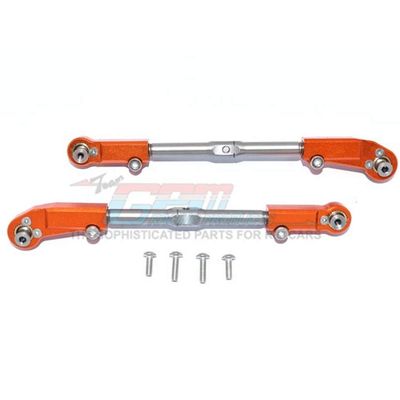 6pc Set Aluminum+Stainless Steel Adjustable Front Steering Tie Rod ARRMA 1/8 KRATON/Talion/Notorious/Outcast by GPM (Orange)