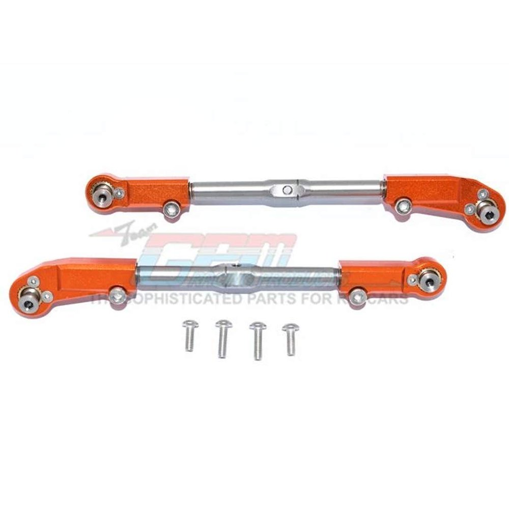 6pc Set Aluminum+Stainless Steel Adjustable Front Steering Tie Rod ARRMA 1/8 KRATON/Talion/Notorious/Outcast by GPM (Orange)