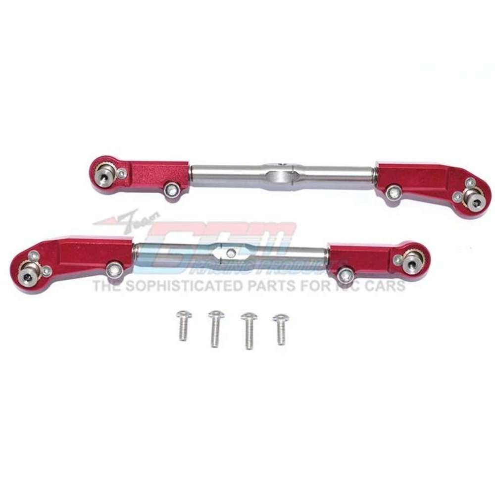 GPM Arrma 1/8 KRATON/Talion/Notorious/Outcast Aluminum+Stainless Steel Adjustable Front Steering TIE Rod -6PC Set (red)