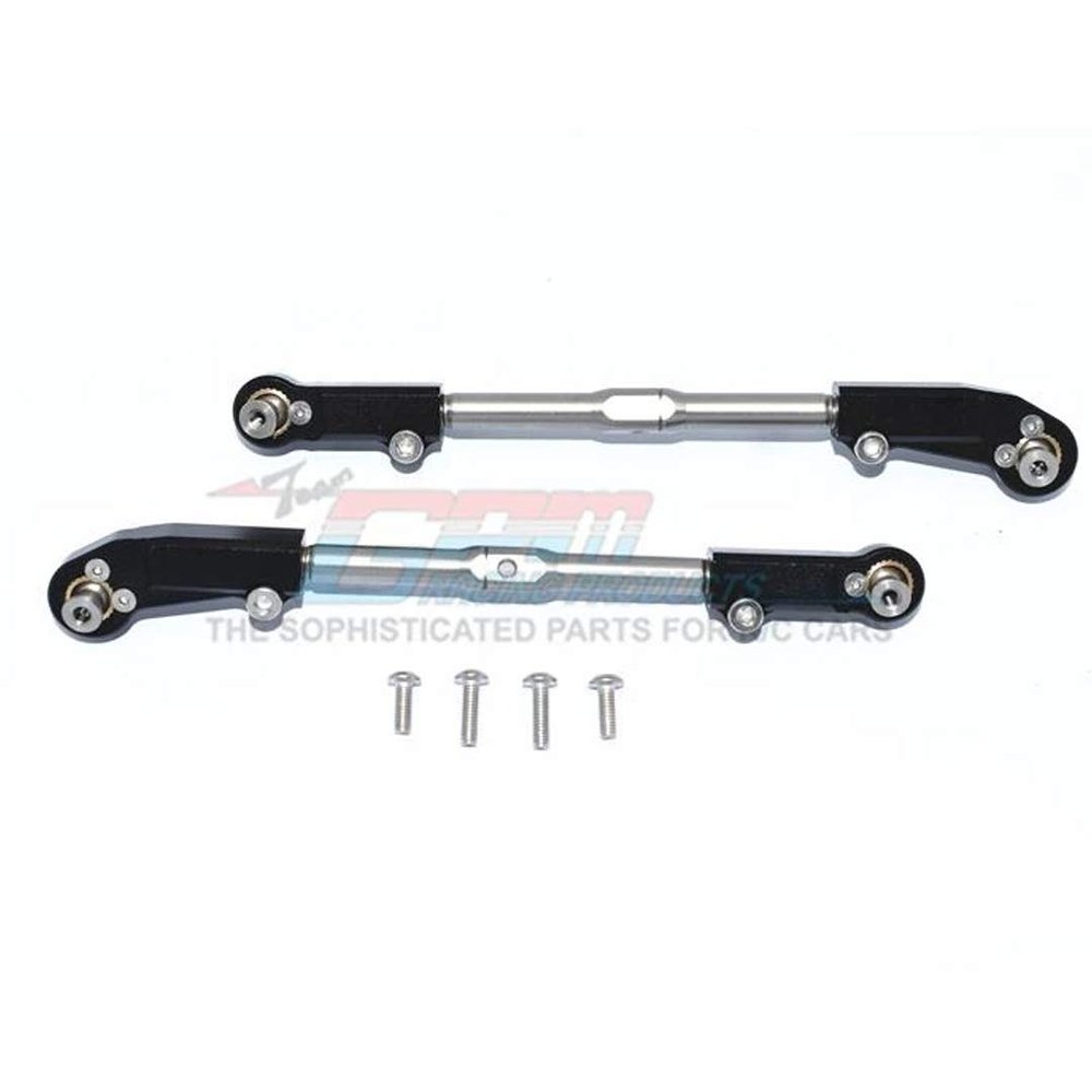 6pc Set Aluminum+Stainless Steel Adjustable Front Steering Tie Rod ARRMA 1/8 KRATON/Talion/Notorious/Outcast by GPM (Black)