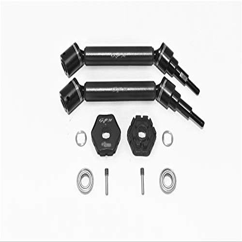 GPM For Traxxas 1/10 Maxx 4WD Monster Truck Upgrade Parts Harden Steel+Aluminum Front Or Rear Adjustable CVD Drive Shaft + Hex Adapter (+2mm) - 10Pc Set Black