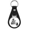 1080 Graphics Joker on Bike Black Leather Keychain with Silver Keyring Key chain view 1