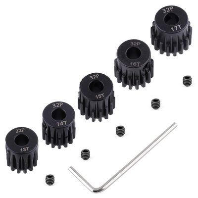 Hobbypark 32P Pinion Gear Set Hardened Metal Steel 5mm Hole 17T 18T 19T 20T 21T (Compatible with 0.8 Metric Pitch)