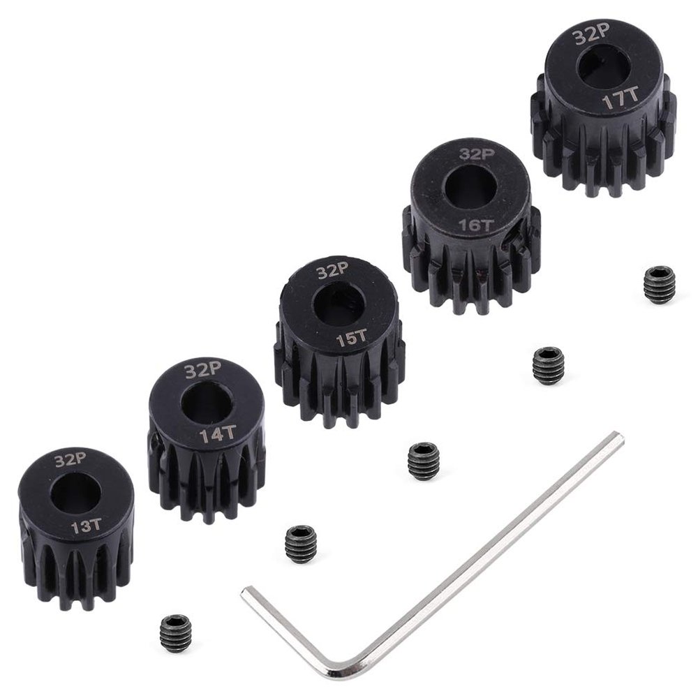 Hobbypark 32P Pinion Gear Set Hardened Metal Steel 5mm Hole 17T 18T 19T 20T 21T (Compatible with 0.8 Metric Pitch)