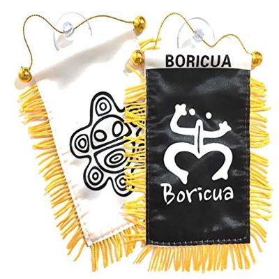 Puerto Rican Flag Mini Banner - Bandera de Puerto Rico Para Auto - Boricua Car Interior Accessory Sticker Decal