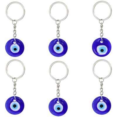 Honbay 6PCS Turkish Blue Evil Eye Keychain Glass Keychain Good Luck Keychain Amulet Car Keychains Purse Backpack Handbag Hanging Ornaments Pendant