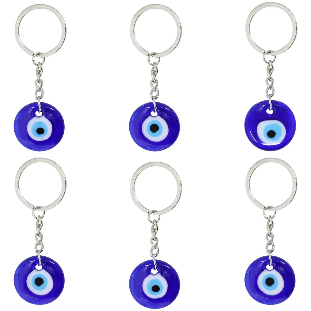 Honbay 6PCS Turkish Blue Evil Eye Keychain Glass Keychain Good Luck Keychain Amulet Car Keychains Purse Backpack Handbag Hanging Ornaments Pendant