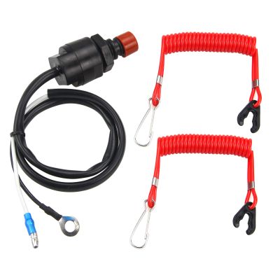 ZOOKOTO Universal Boat Outboard Engine Motor Lanyard Kill Urgent Stop Switch & 2 pcs Safety Tether Lanyard for Yamaha/Tohatsu/Honda Outboard Motors ATV Boat Bike