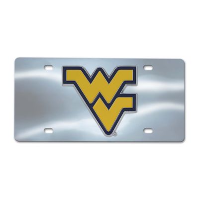 FANMATS 27200 West Virginia Mountaineers Stainless Steel Front License Plate with Large 3D Molded Team Metal Emblem